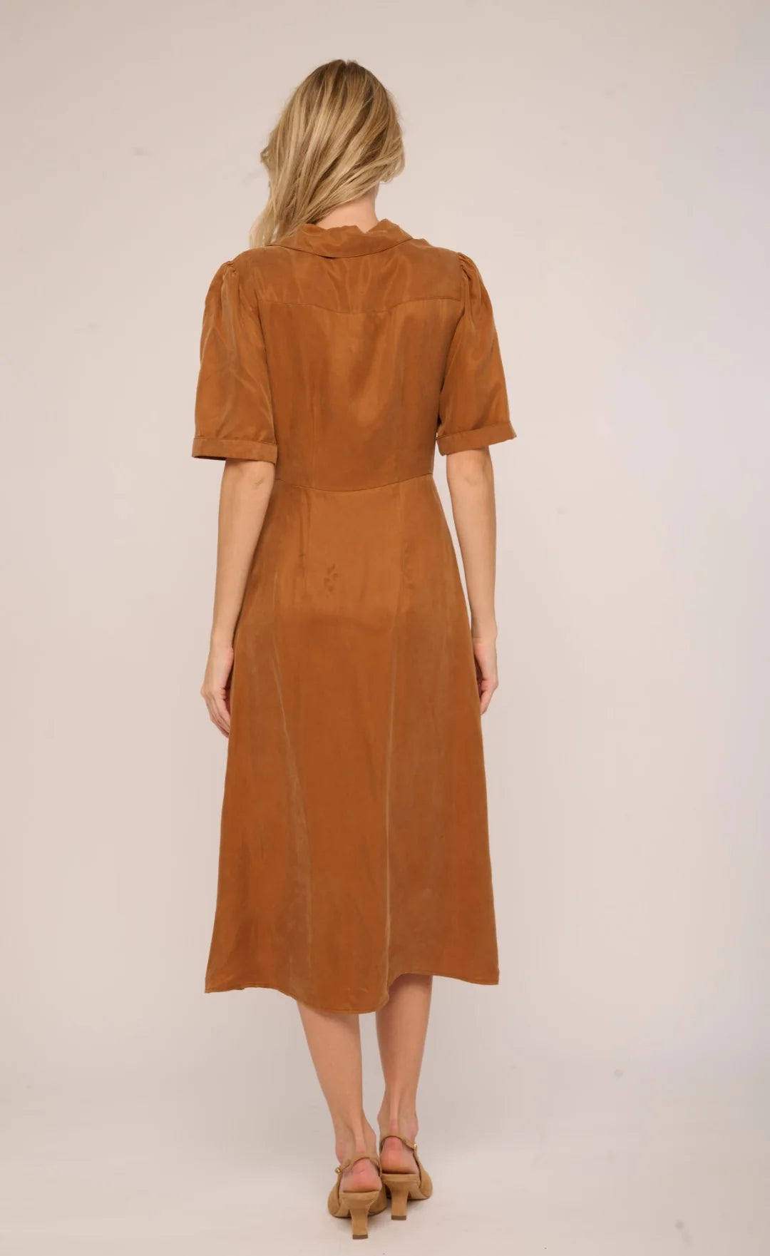 Robbin Midi Dress-Cognac