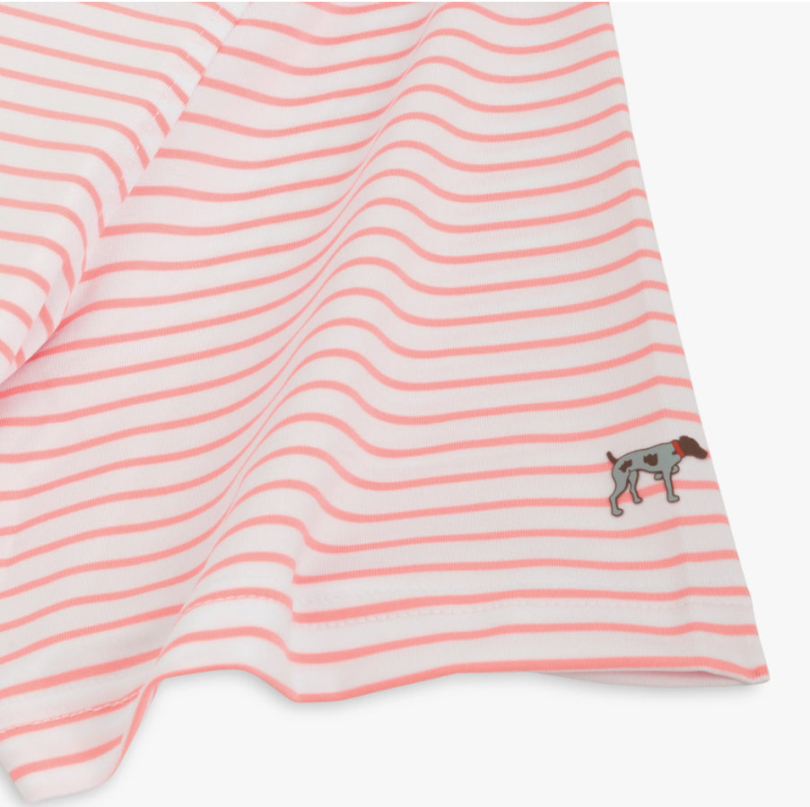 Horizon Stripe Polo - Flamingo/White