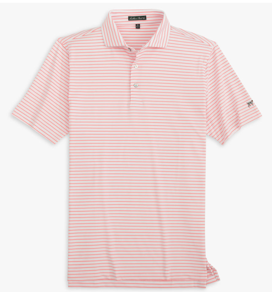 Horizon Stripe Polo - Flamingo/White