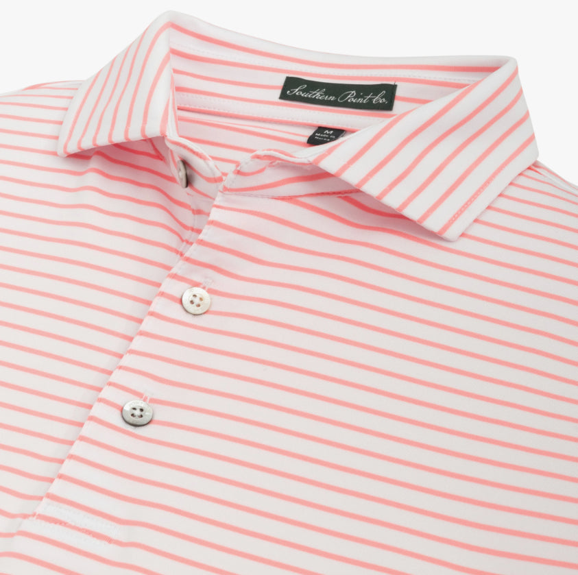 Horizon Stripe Polo - Flamingo/White