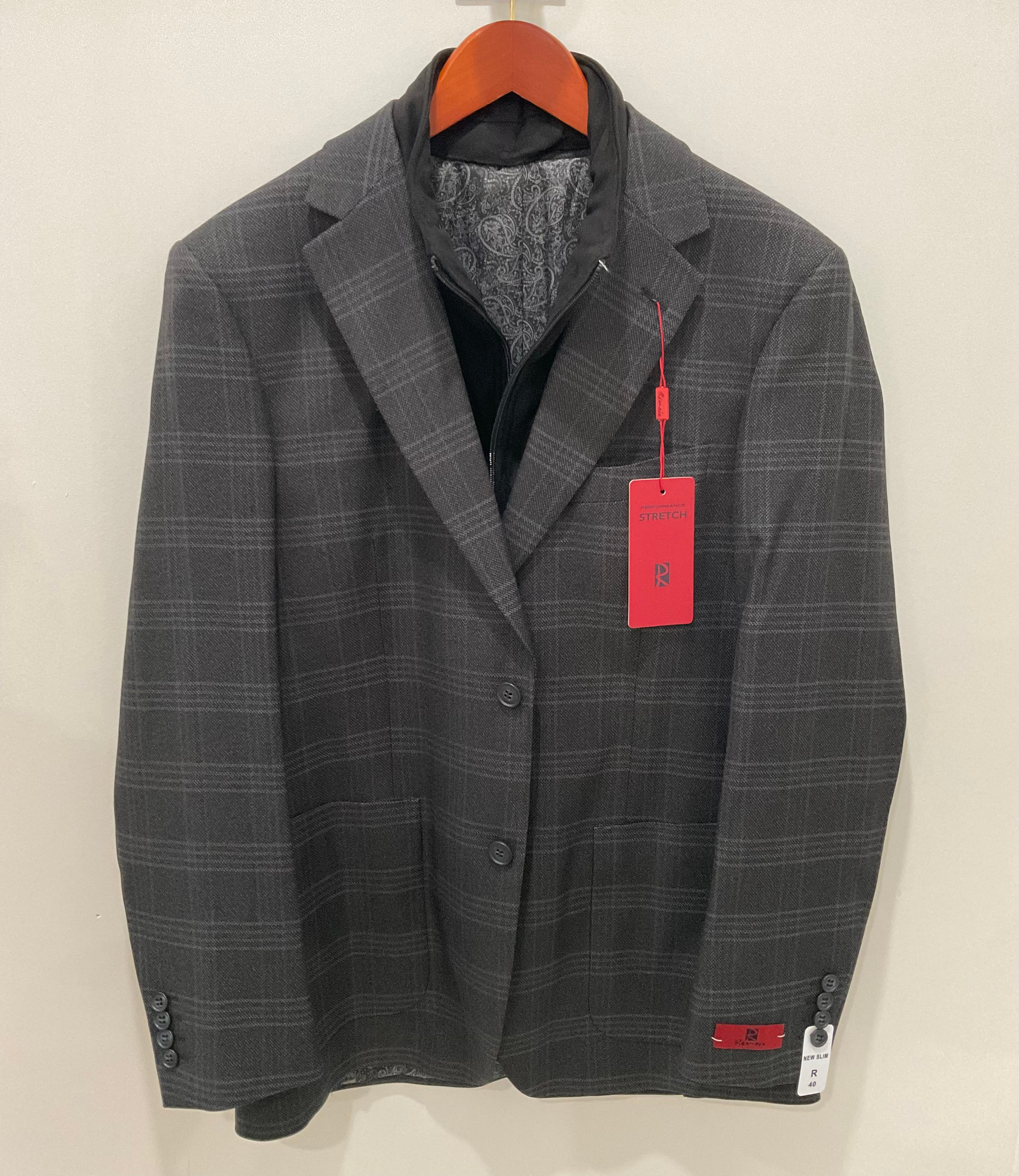 Black Plaid Bib Blazer