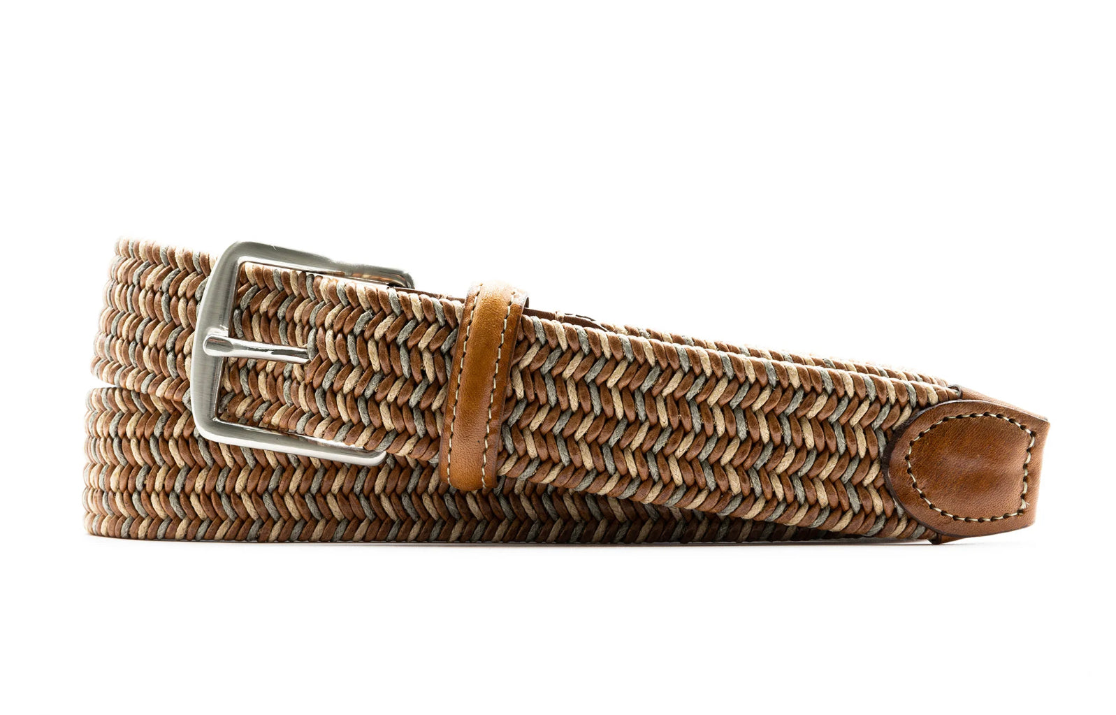 Italian Leather and Linen Braided Belt - SAVANAH