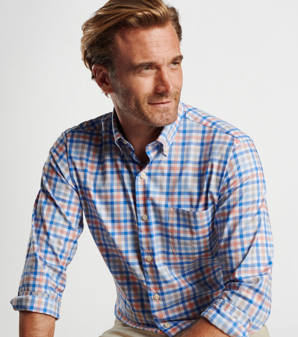 ORIN COTTON STRETCH SPORT SHIRT - PARADISE ORANGE