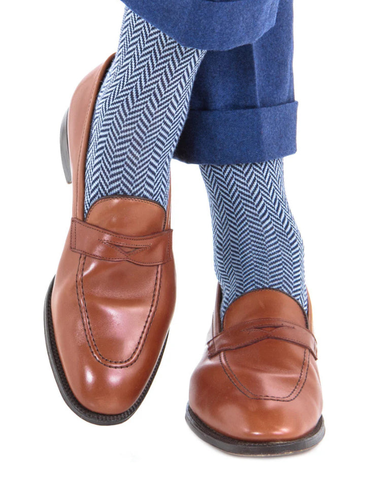 Indigo Herringbone Sock