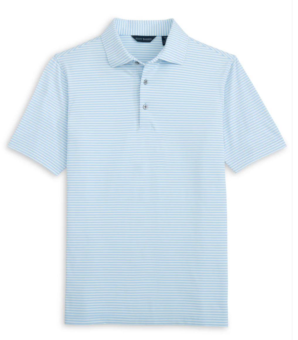 Prep Stripe Performance Polo - Sky