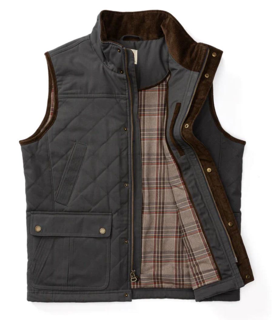 Waxed Quilted Duck Vest - Magnet Grey