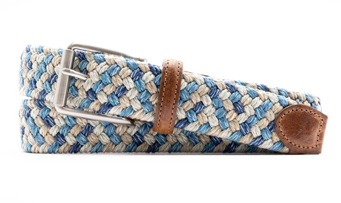 Como Italian Braided Belt - Tropical Blue Mutli