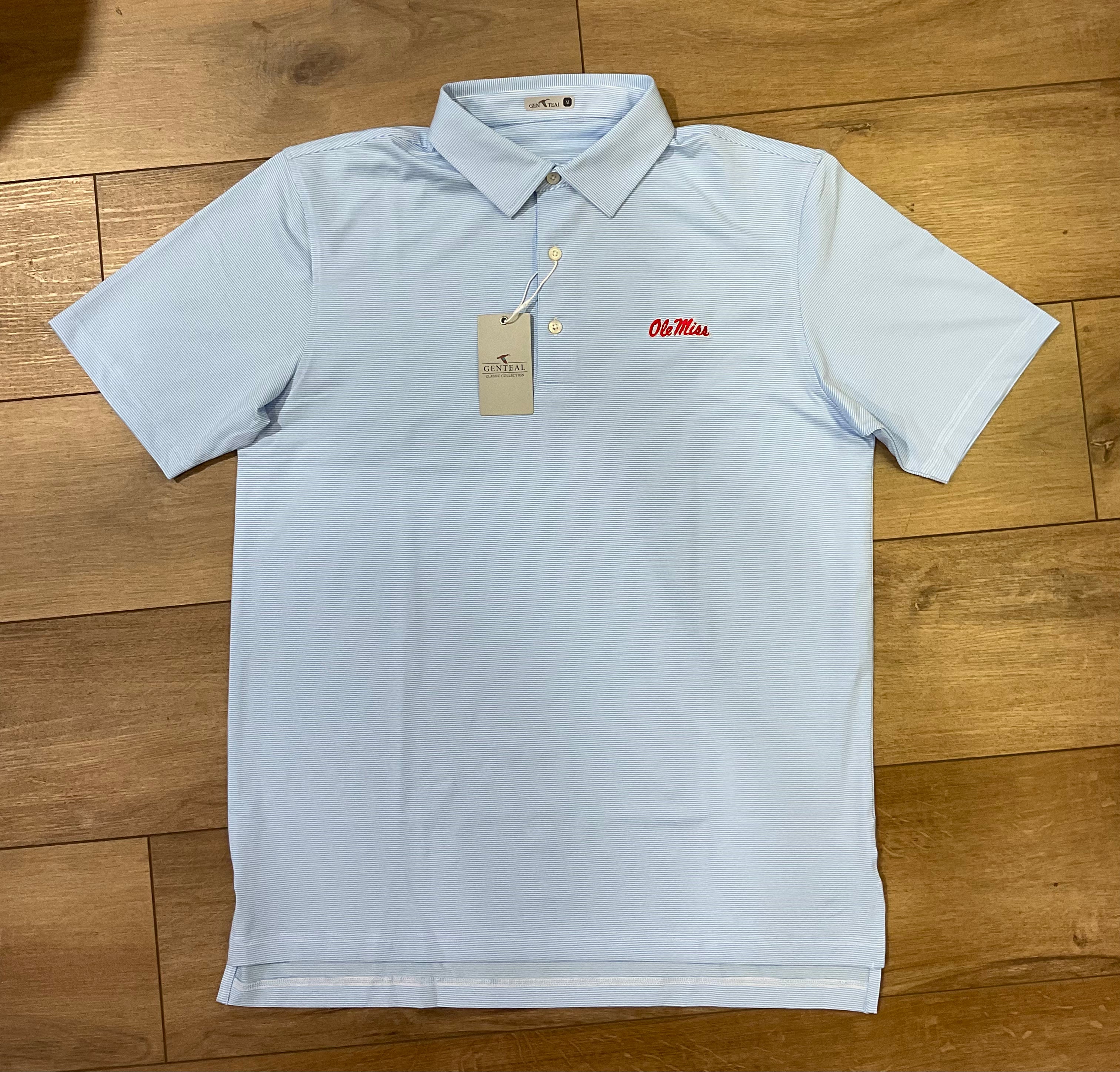 Ole Miss Club Pinstripe Polo - Heritage Blue
