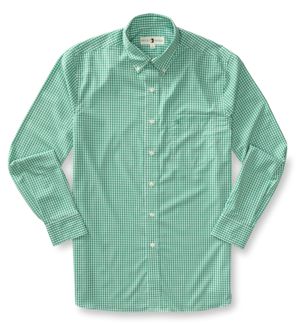 Walton Gingham Poplin Performance - TIDAL GREEN