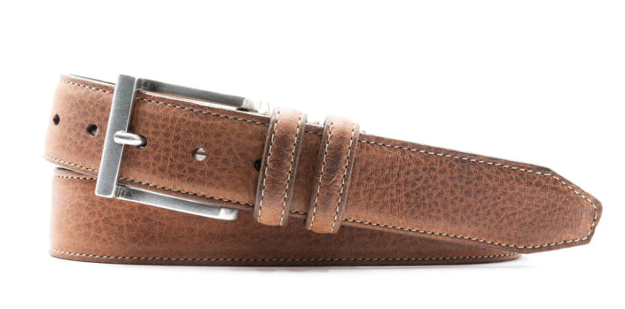 Bill American Bison Leather Belt - CHESNUT