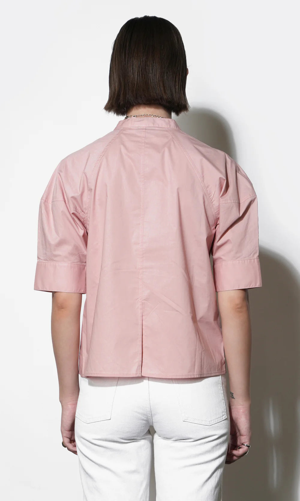 Laya Puff Sleeve Button Up Blouse-Blush