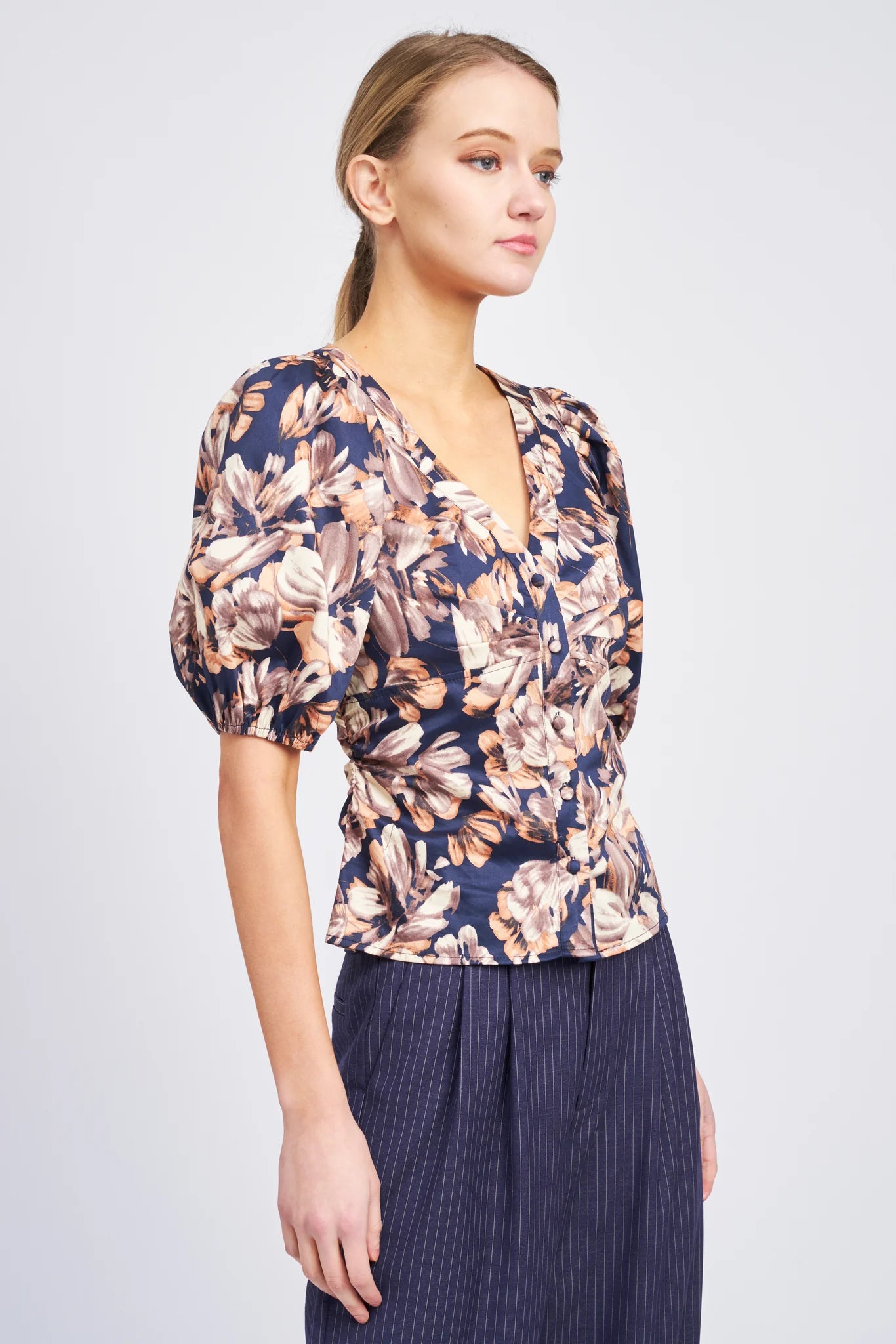 Floral Printed Poplin Top