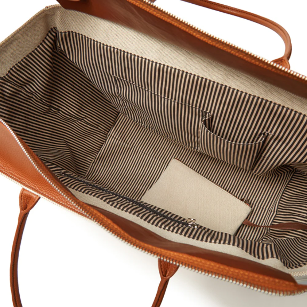 Capri Tote Bag With Pouch - BROWN