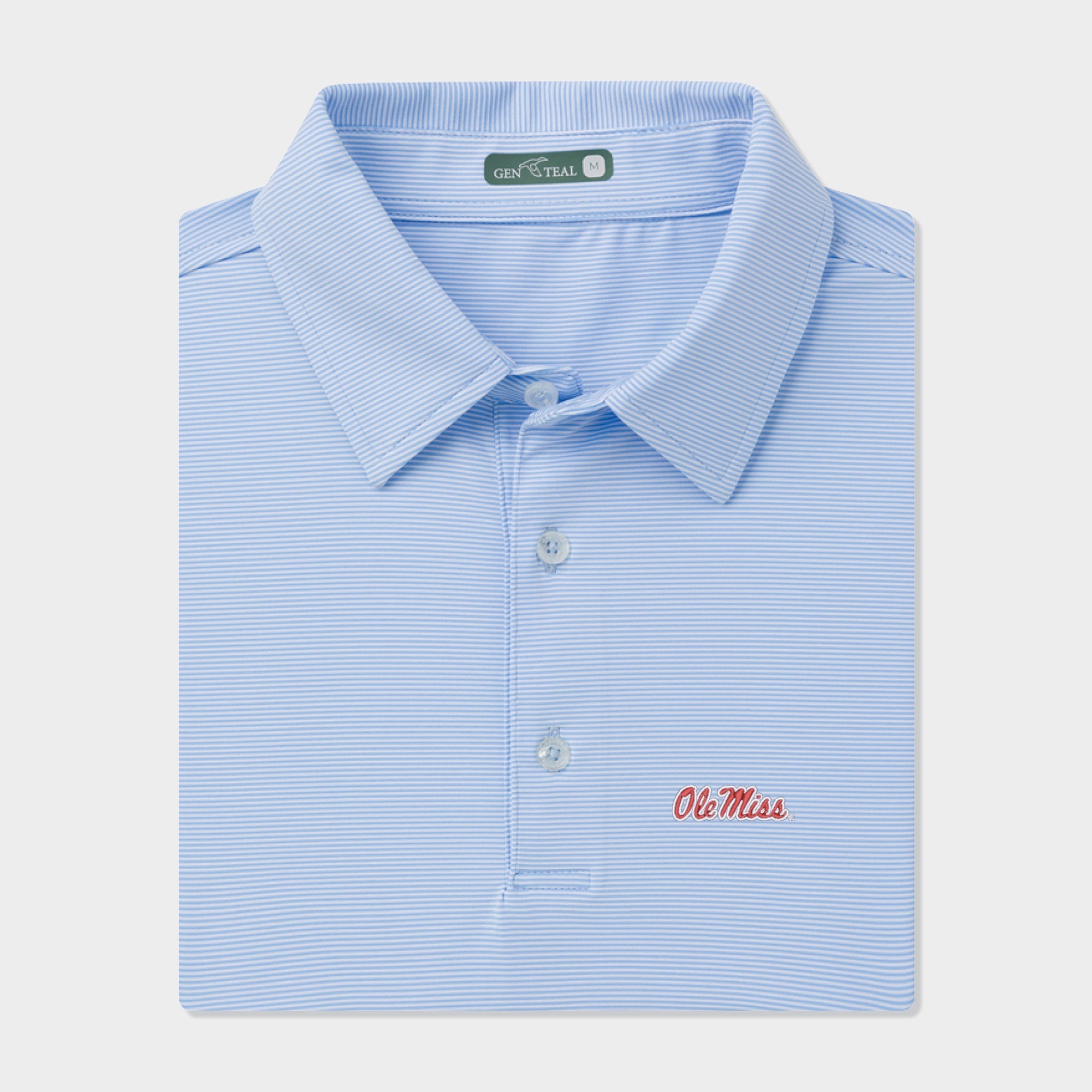 Ole Miss Pinstripe Polo - Heritage Blue