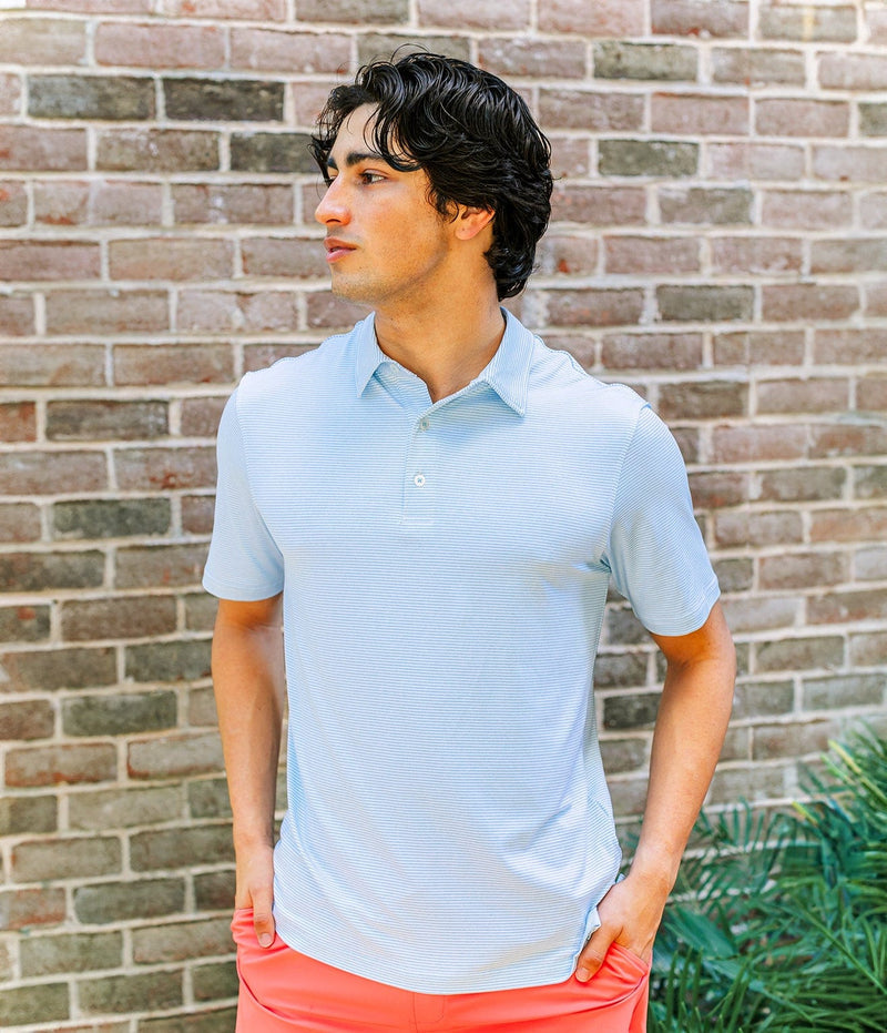 Heather Madison Stripe Polo - Crystal Lake