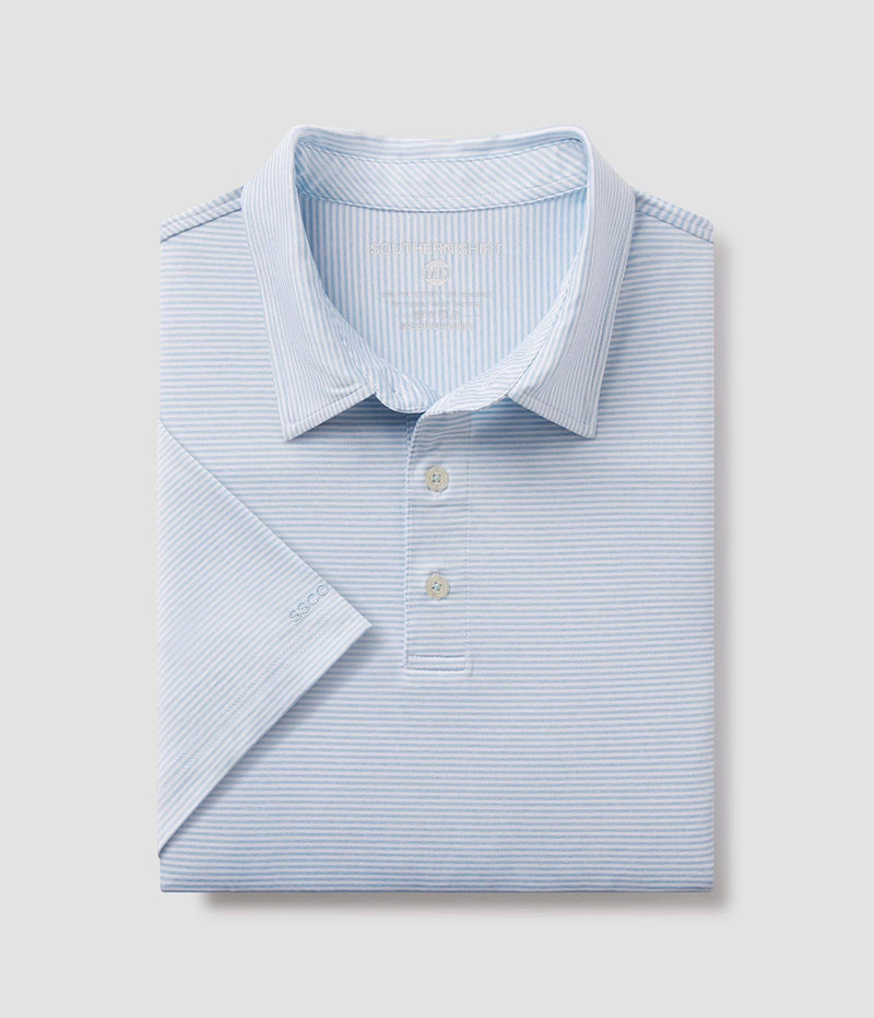 Heather Madison Stripe Polo - Crystal Lake