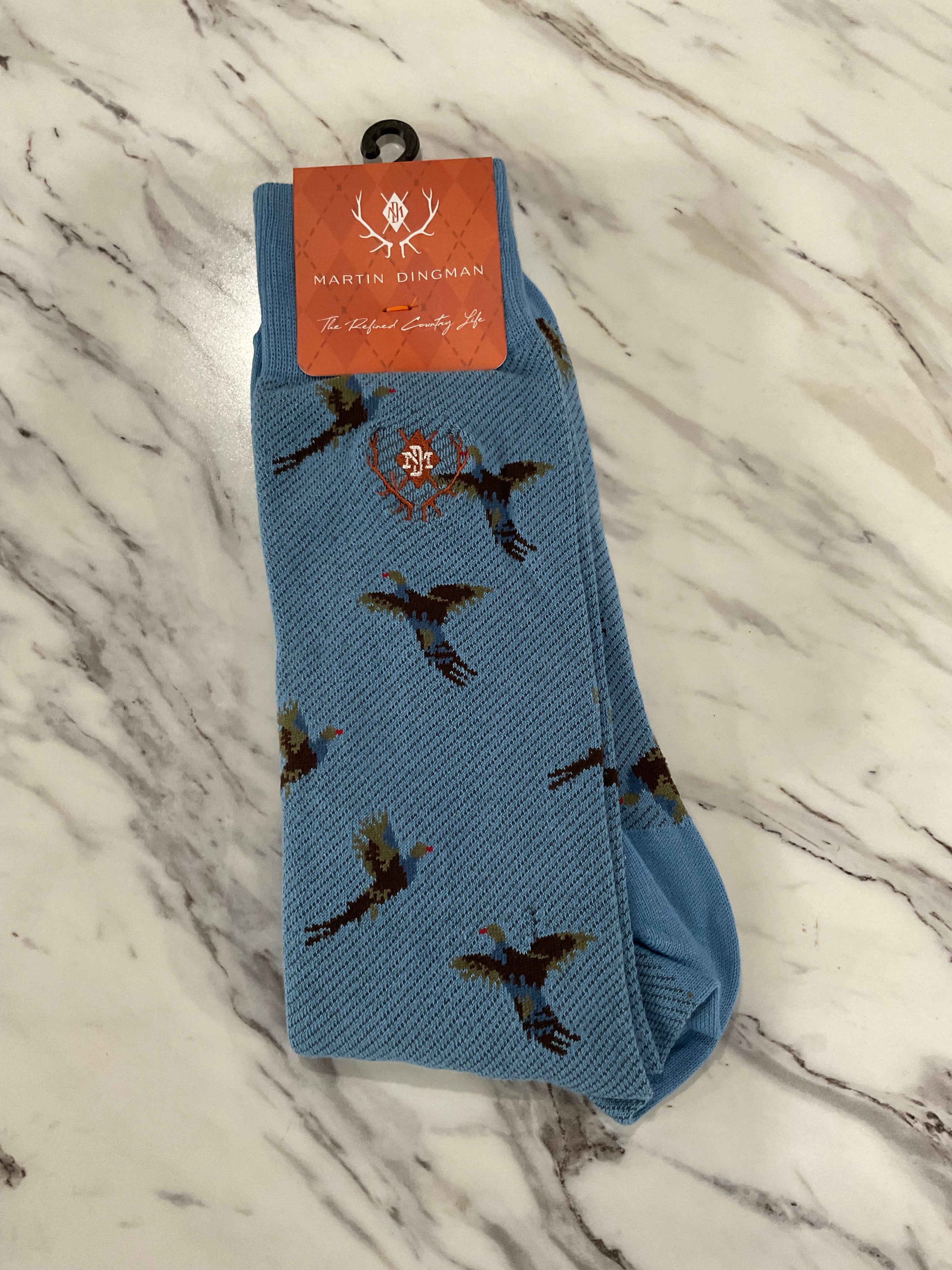 Peruvian Pima Cotton Sock - Sky Blue Pheasant