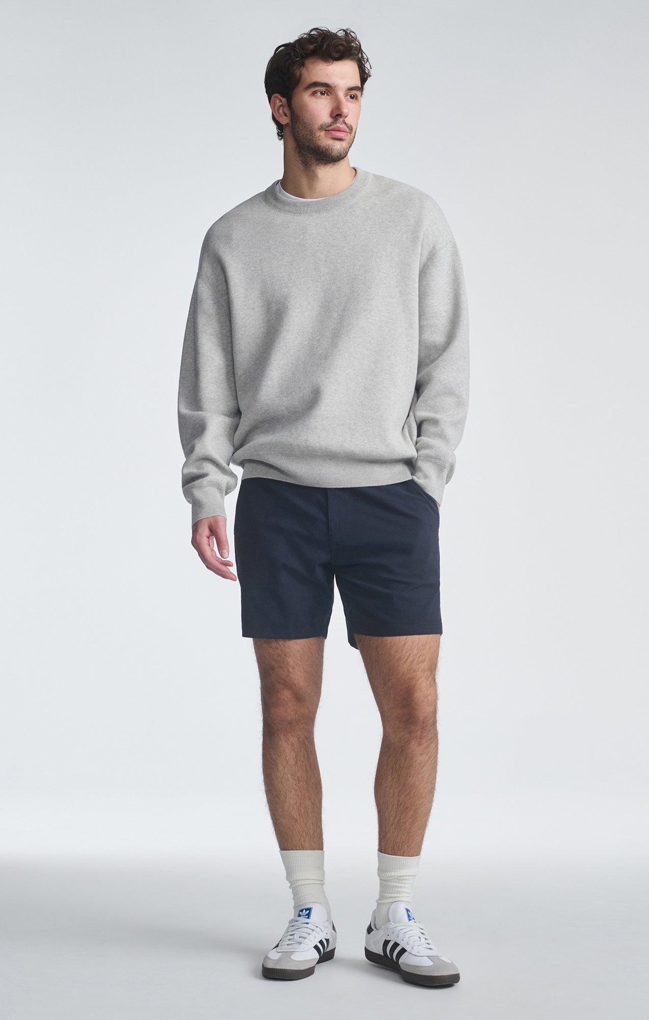 Nate Navy Seersucker Shorts 7”