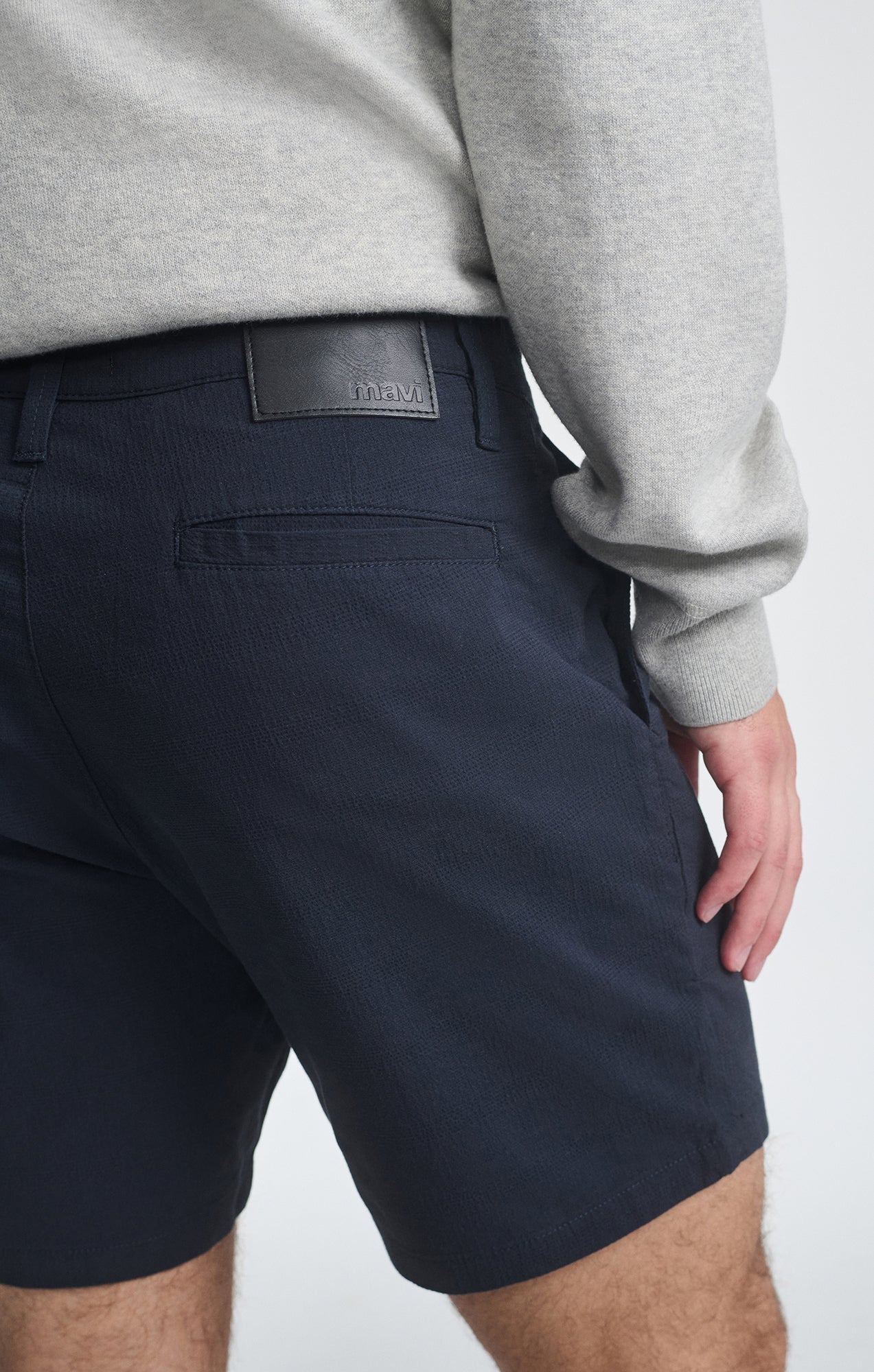 Nate Navy Seersucker Shorts 7”