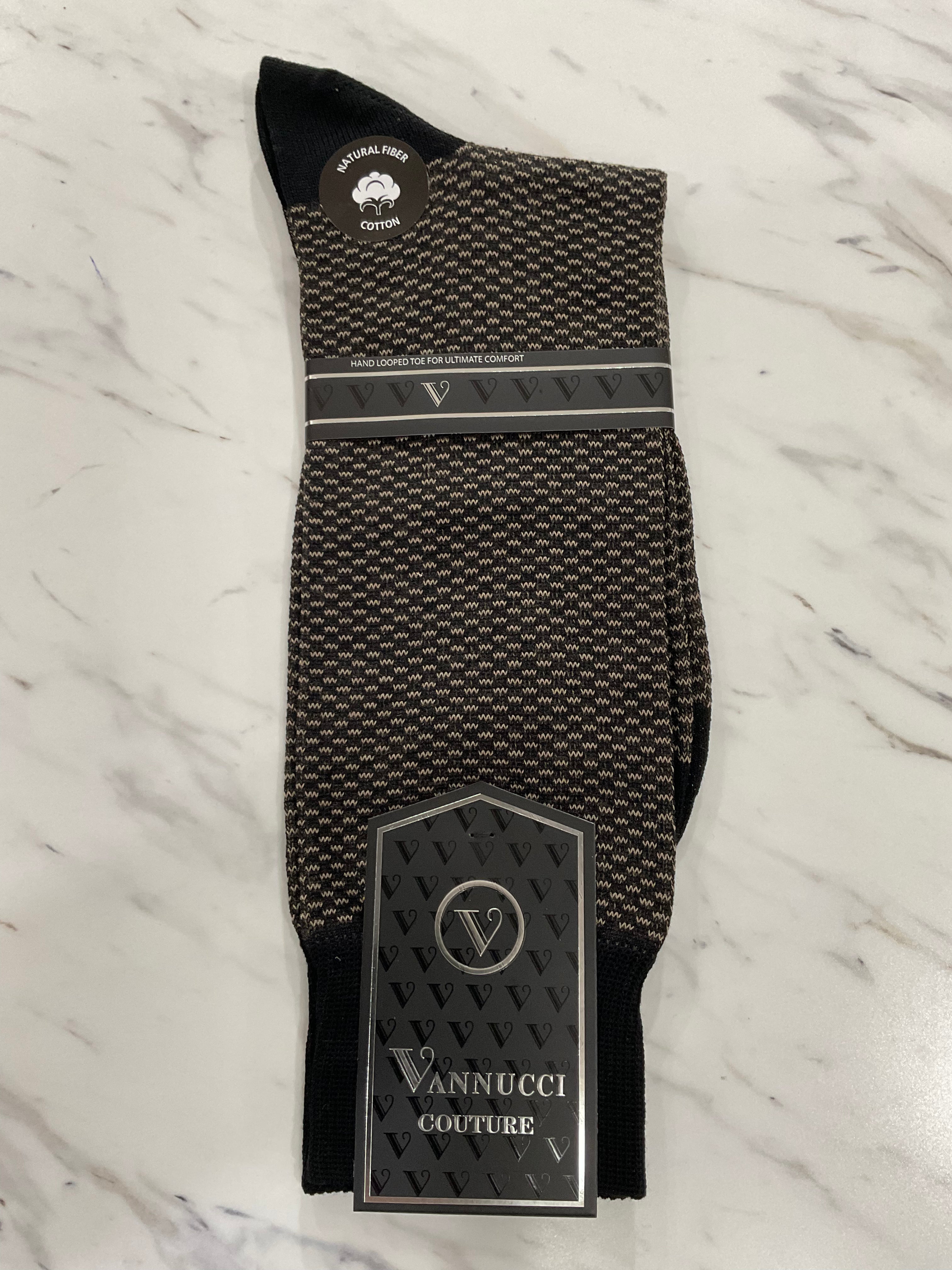 Vannucci Cotton Socks - Black Jacquard