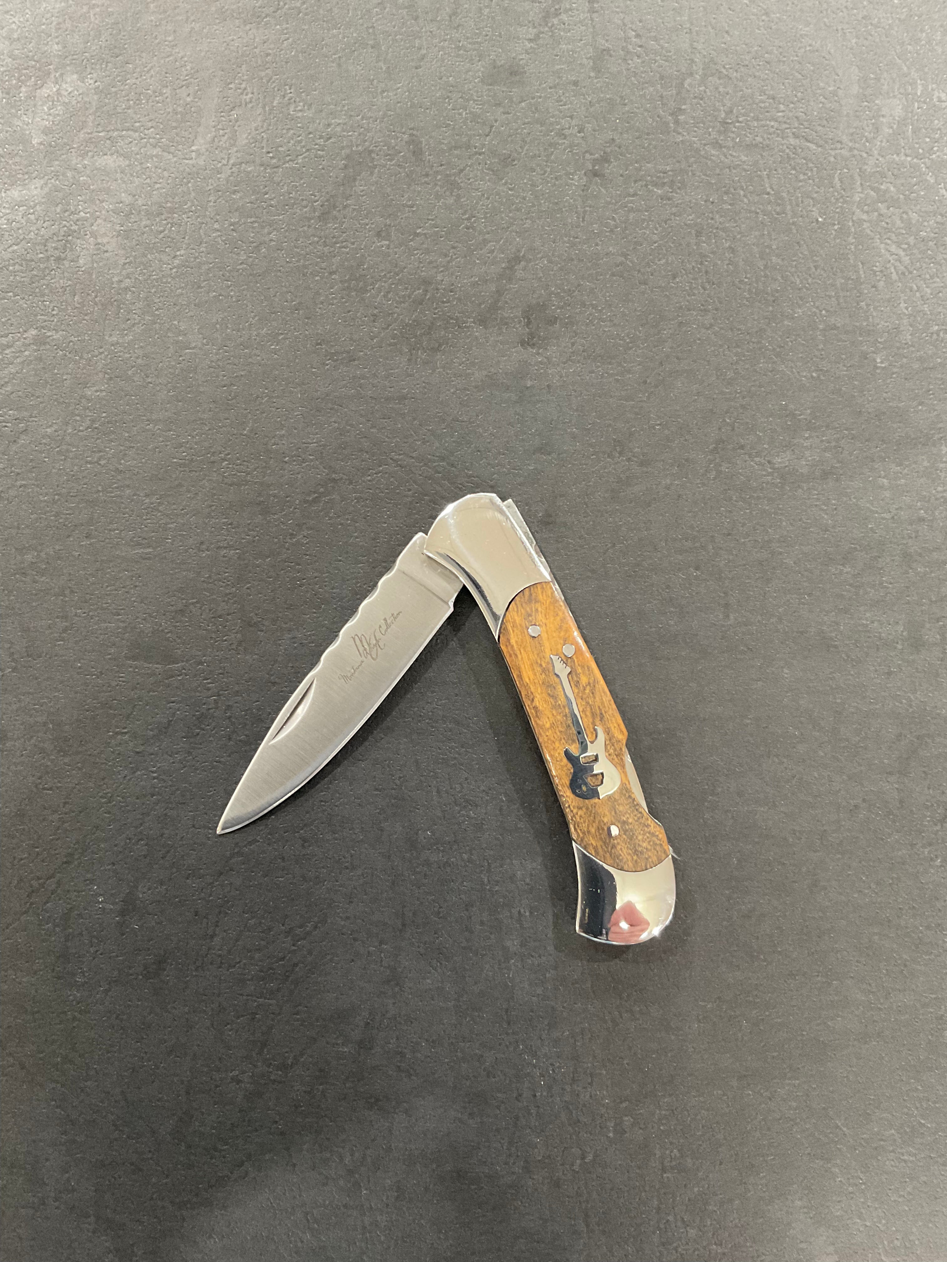 Hand Crafted Pocket Knife - Olive Guitar