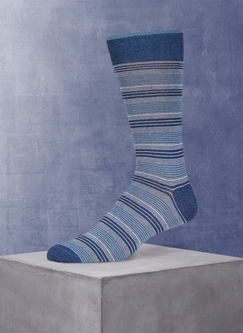 Wide Mille Stripe Sock - Navy