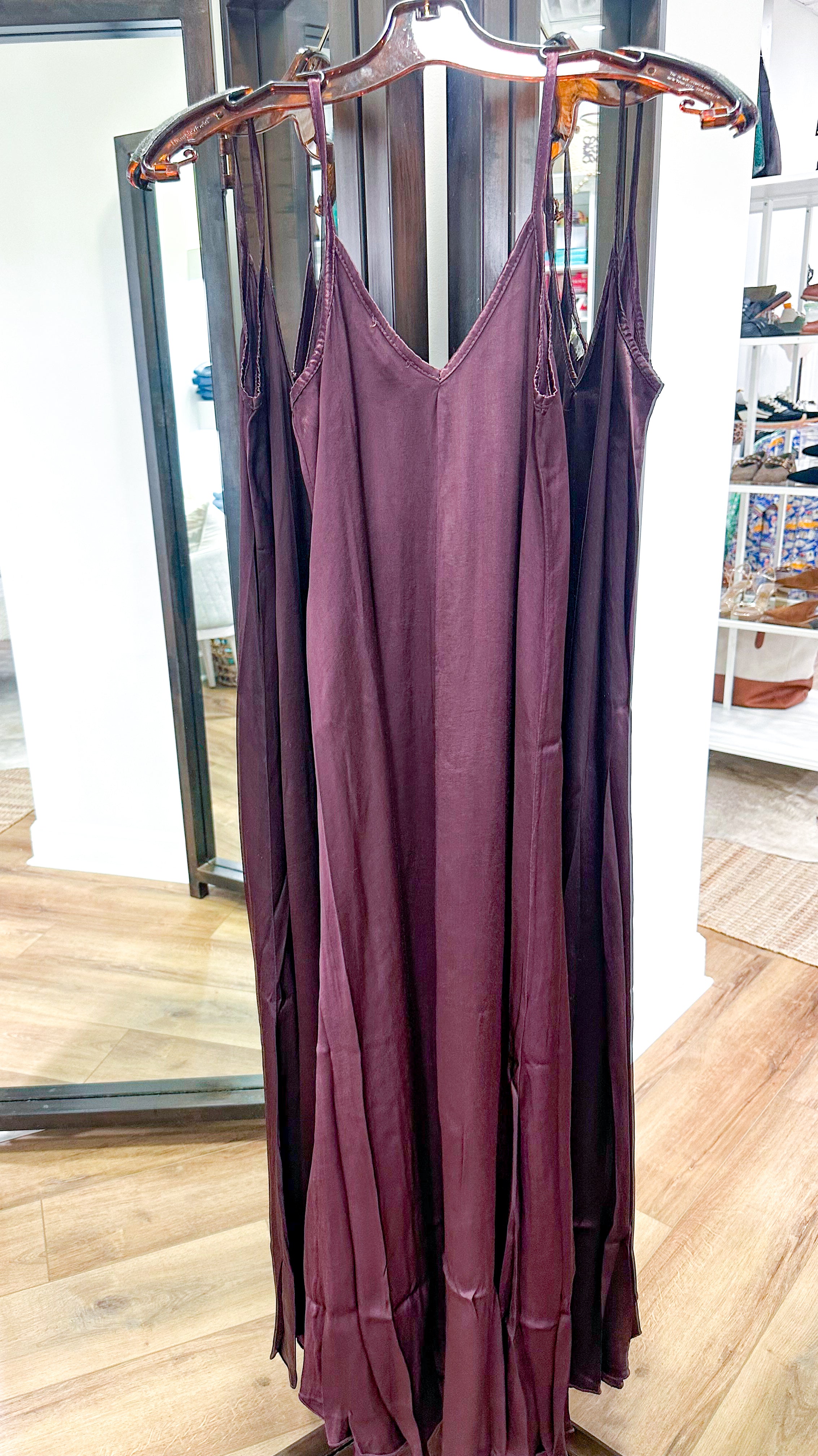Silky Slip Maxi Dress-Eggplant