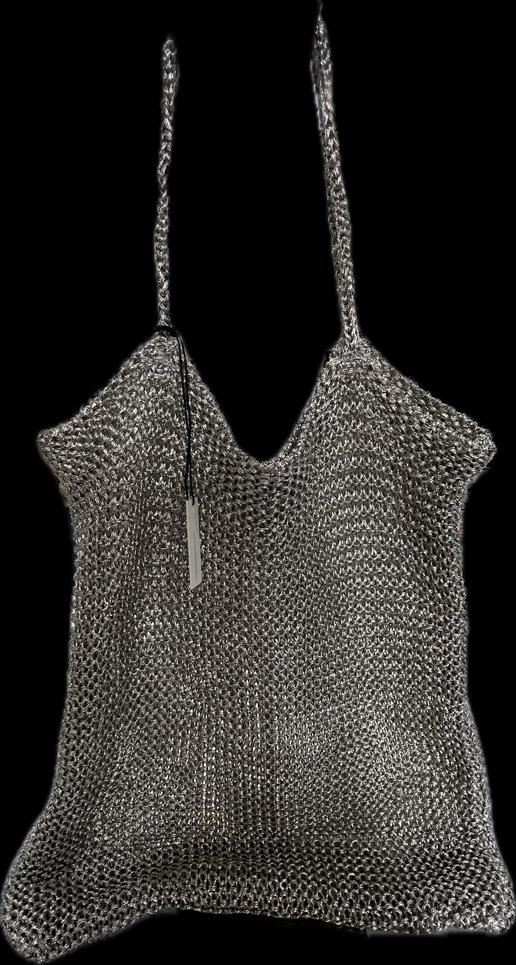 Ketut Metallic Silver Knit Bag