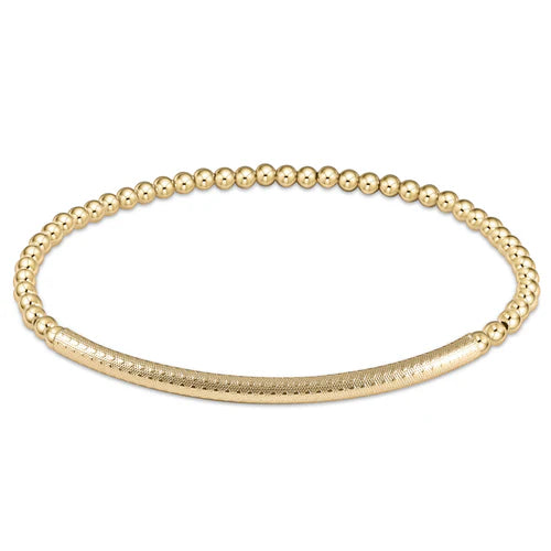 Bliss Bar Gold 3mm Bead Textured Bracelet-EM