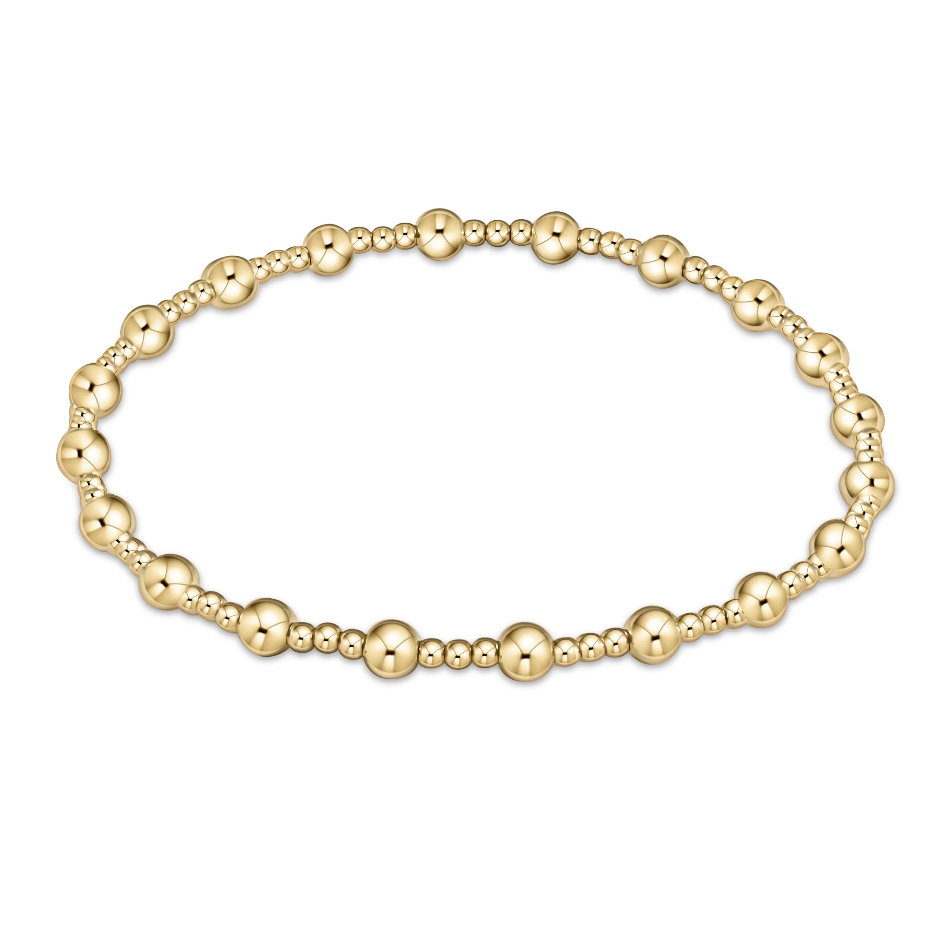Classic Sincerity Pattern 4mm Gold Beaded Bracelet-EN