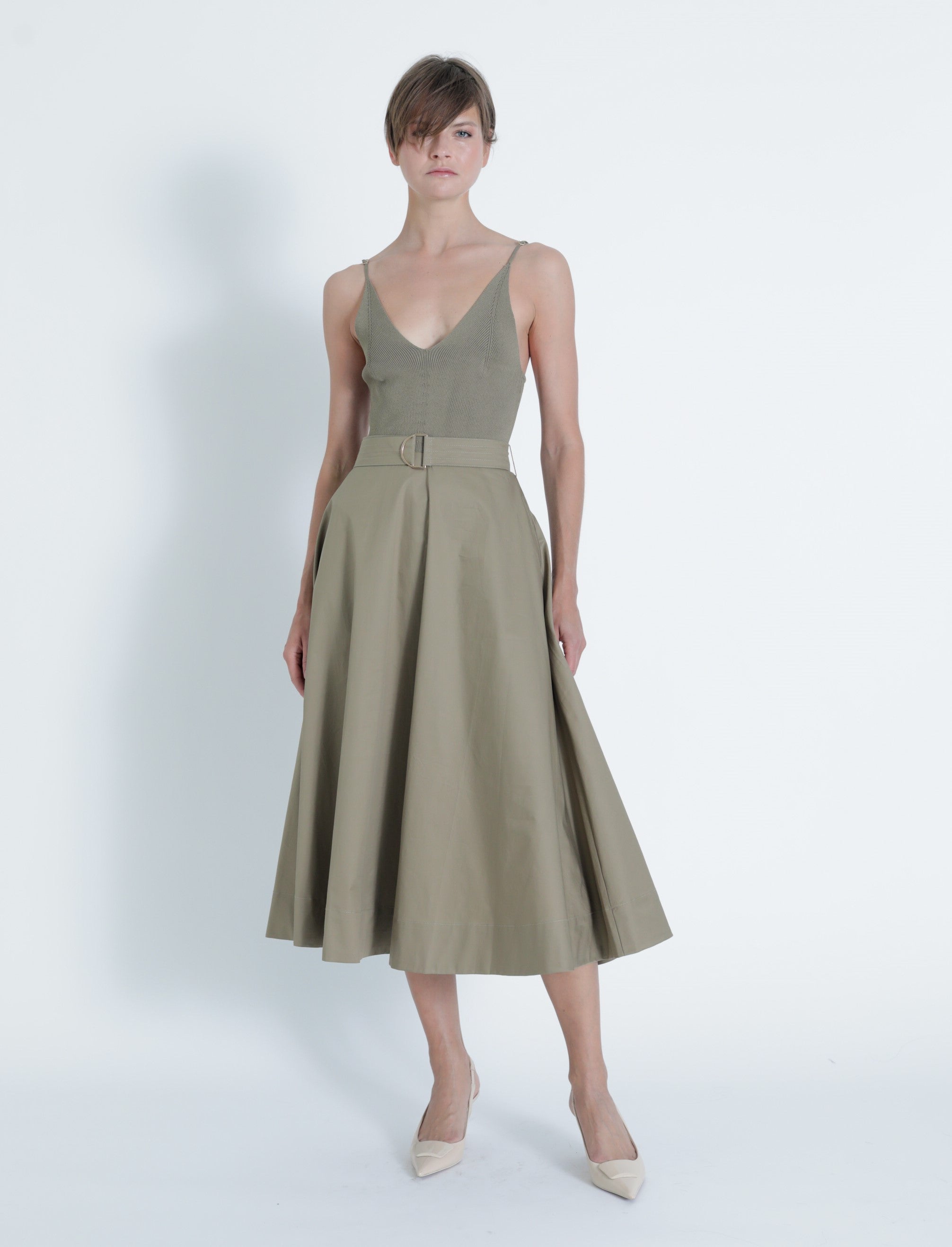 Karina Grimaldi Maria Knit Maxi Dress in Khaki