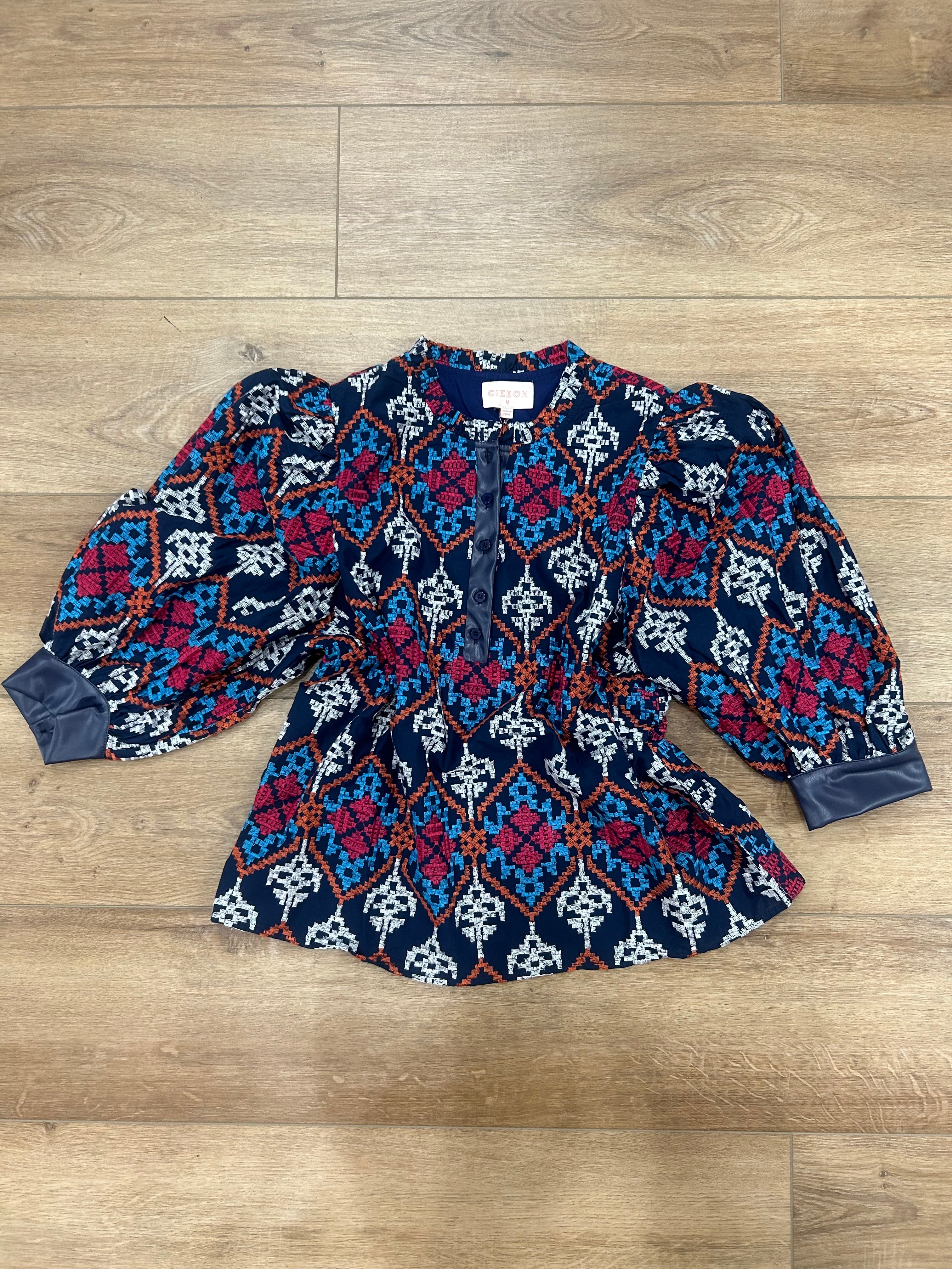 Celeste Mix Media Embroidered Top
