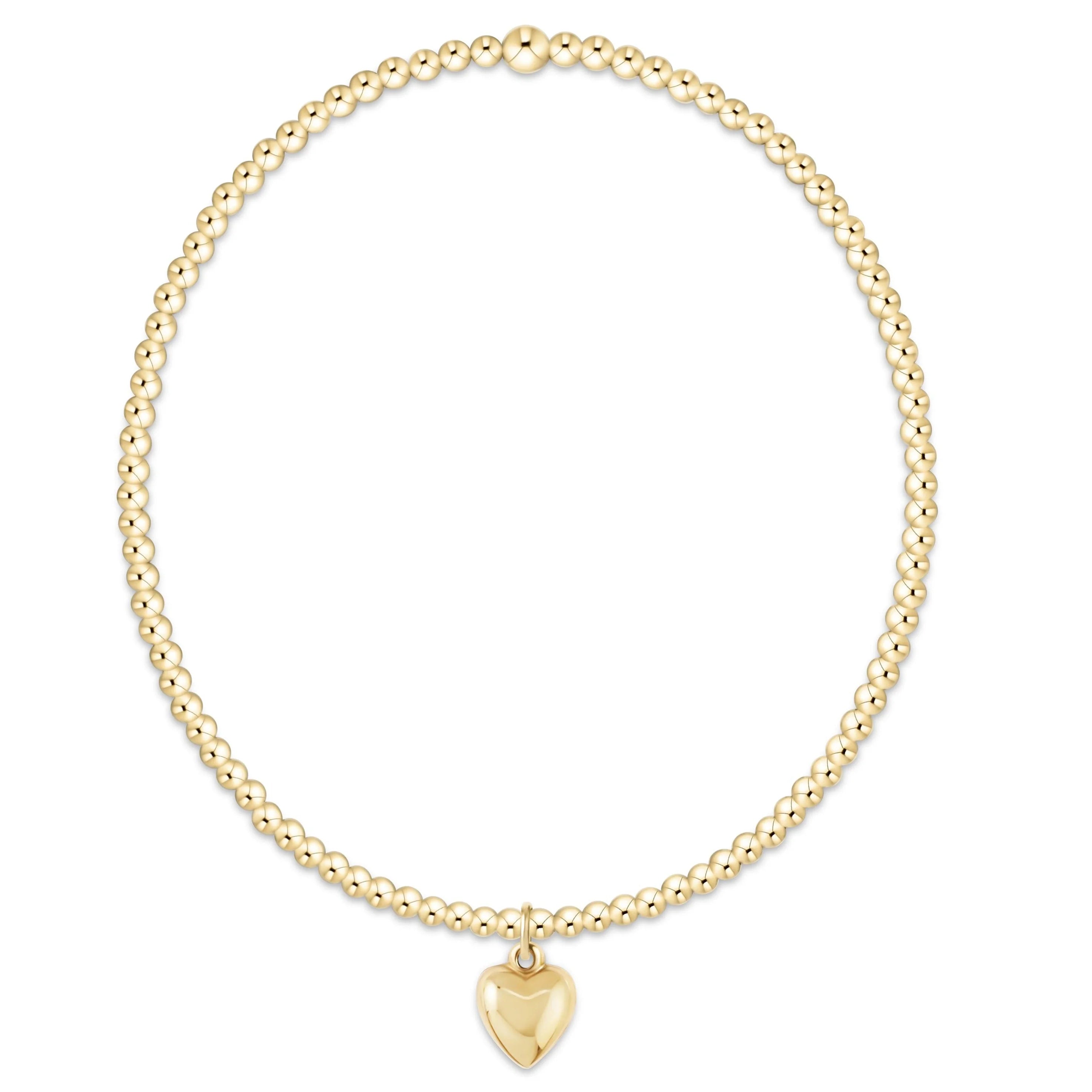 EN-egirl Classic Gold 2mm Bead Bracelet -Love Plush Small Gold Charm