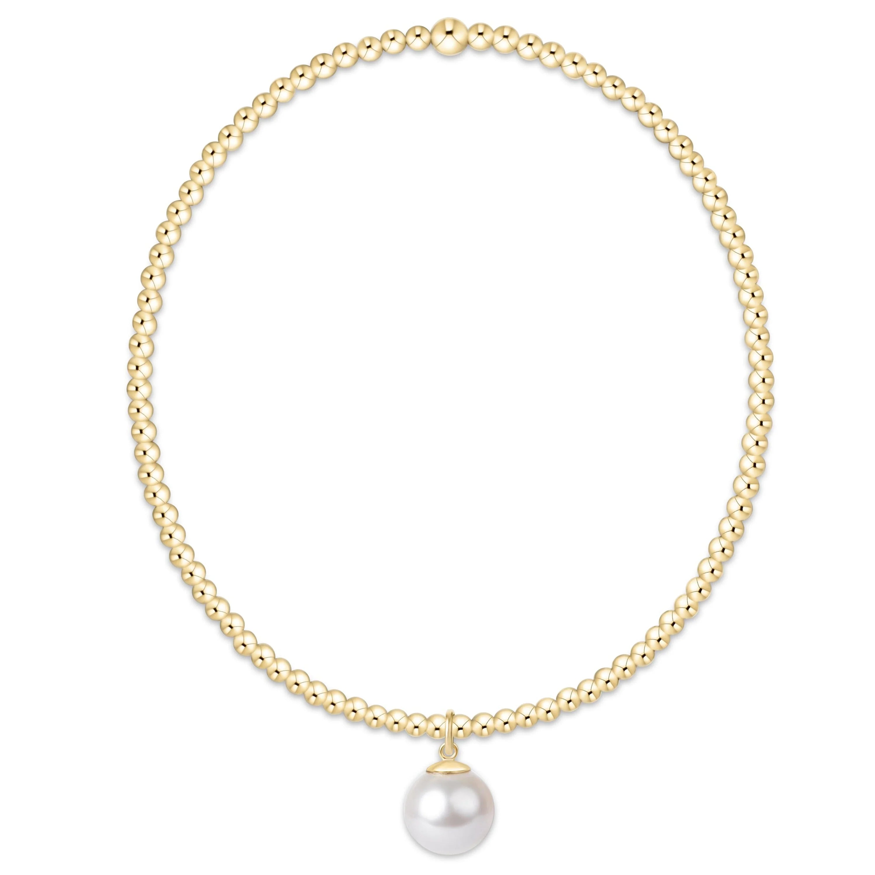 EN- Classic Gold 2mm Bracelet-Classic Pearl 8mm Charm