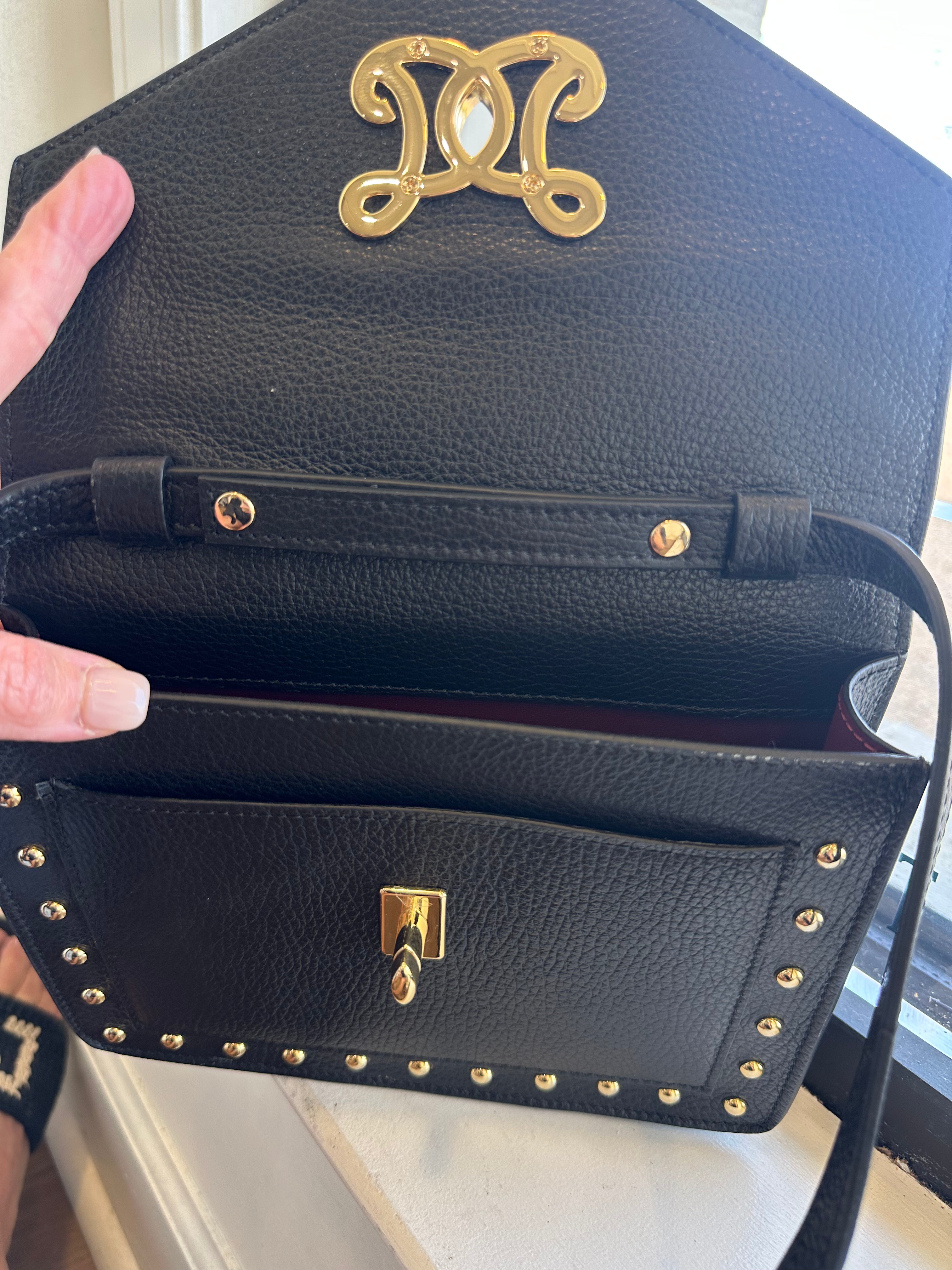 De Marquet Envelope Studded Bag-Onyx Black