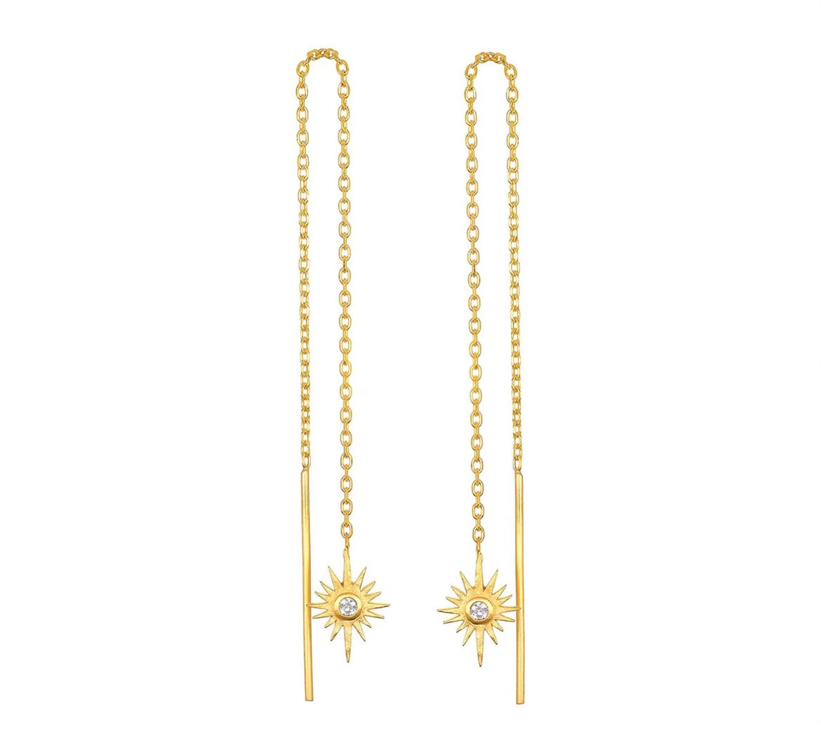 White Topaz North Star Threaders
