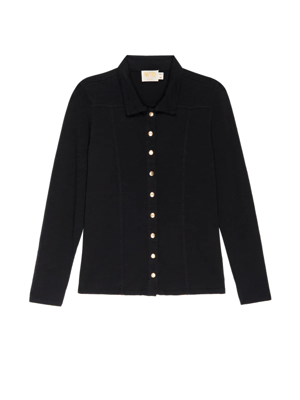 Jarah Seamed Button Up-Jet Black