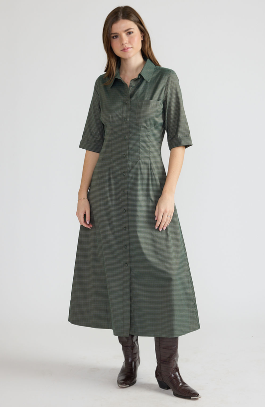 Justine Dress-Green Check