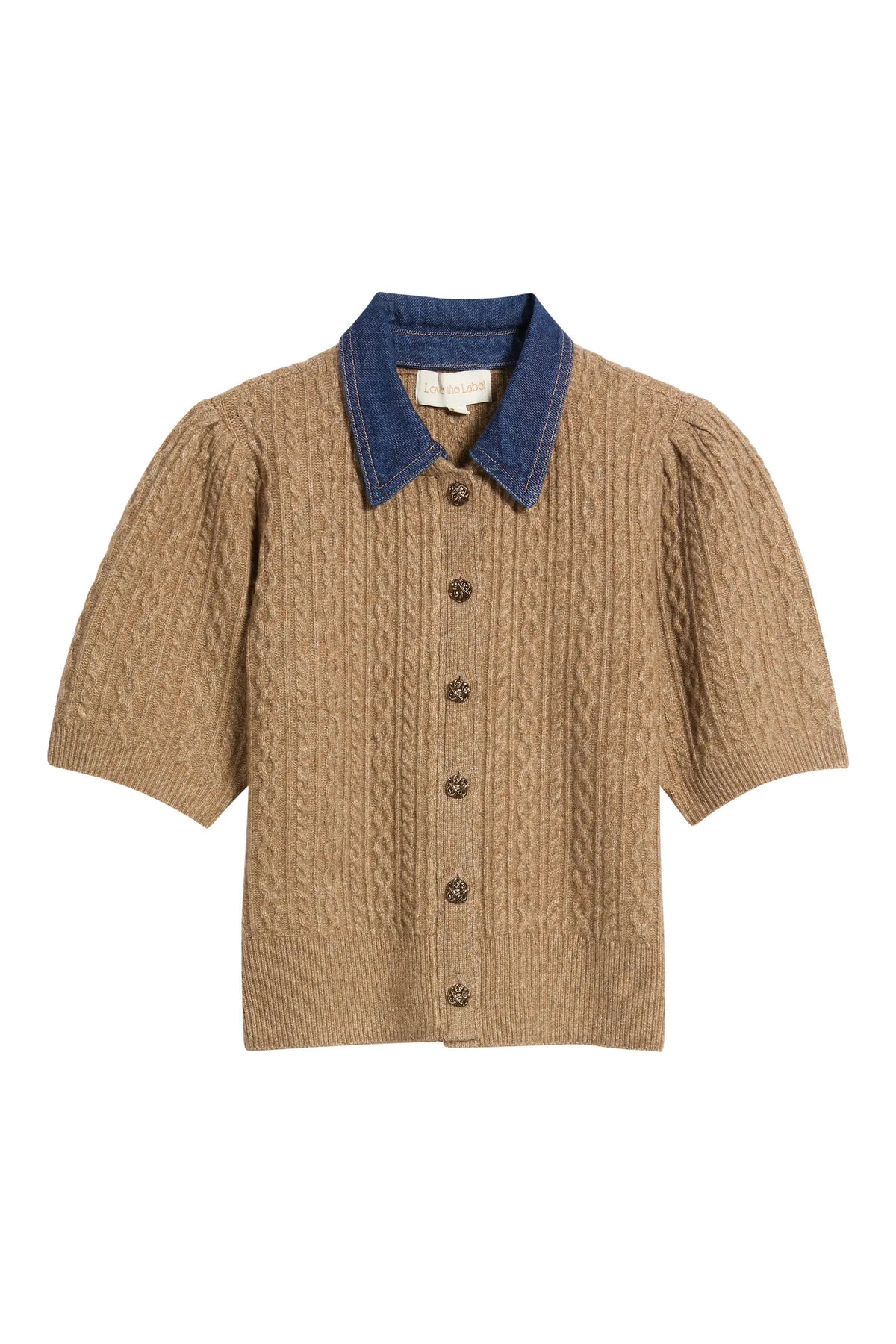 Lane Denim Collar Cardigan-Cedar