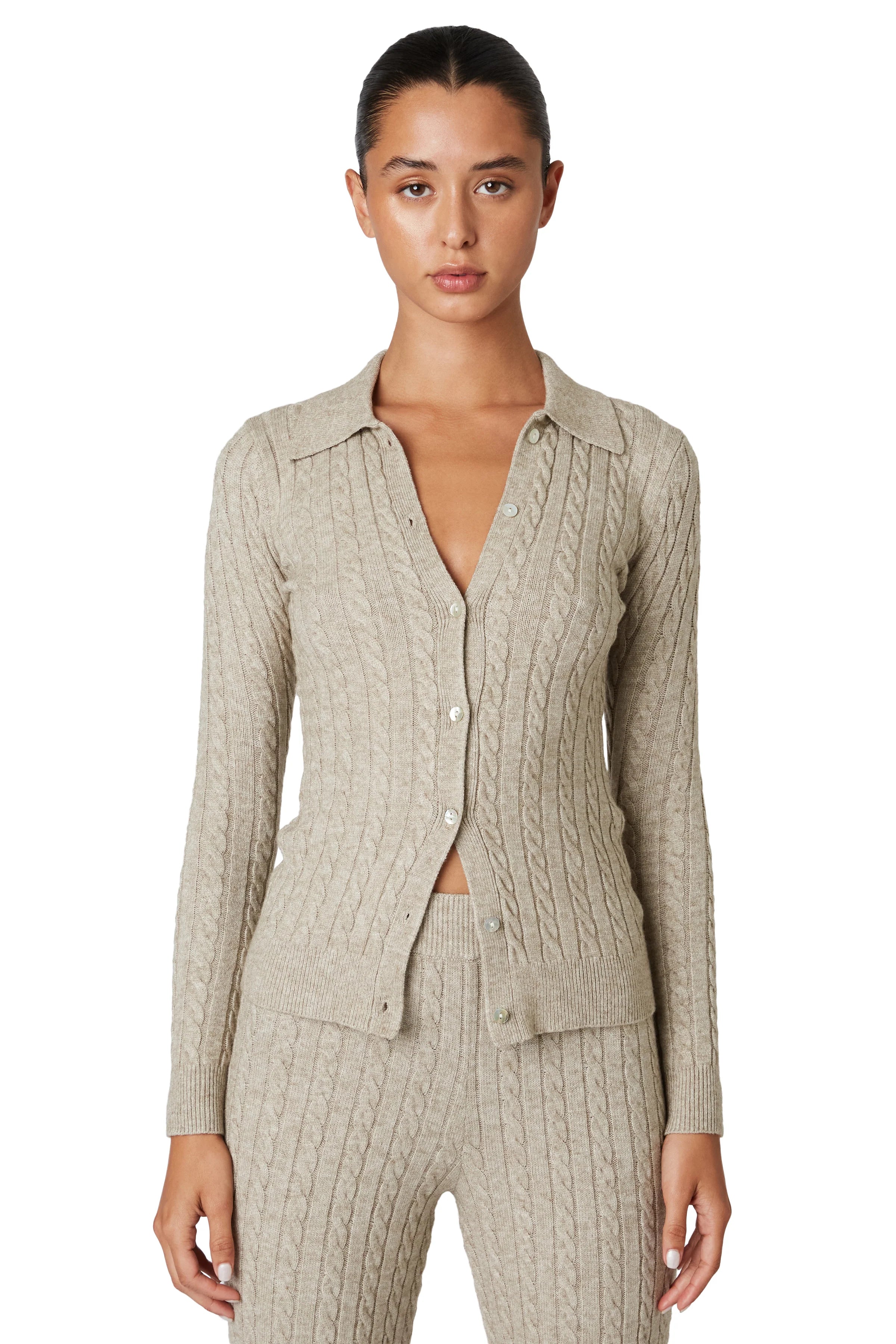 Willow Cardigan Cable Knit-Blonde