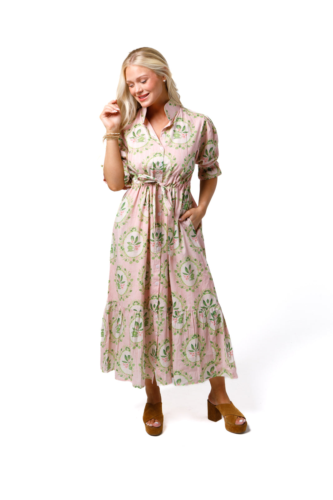 Catherine Dress-Key Limes in Pink