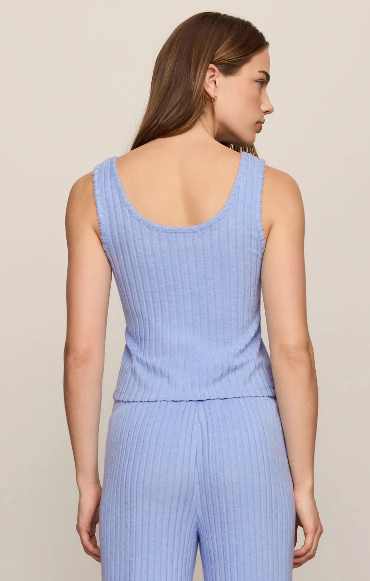 Double Scoop Rib Tank-Crystal Blue