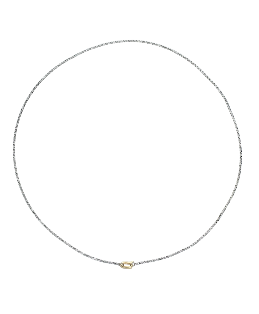 Gold Can Opener Mini Box Slim Silver Chain 16"