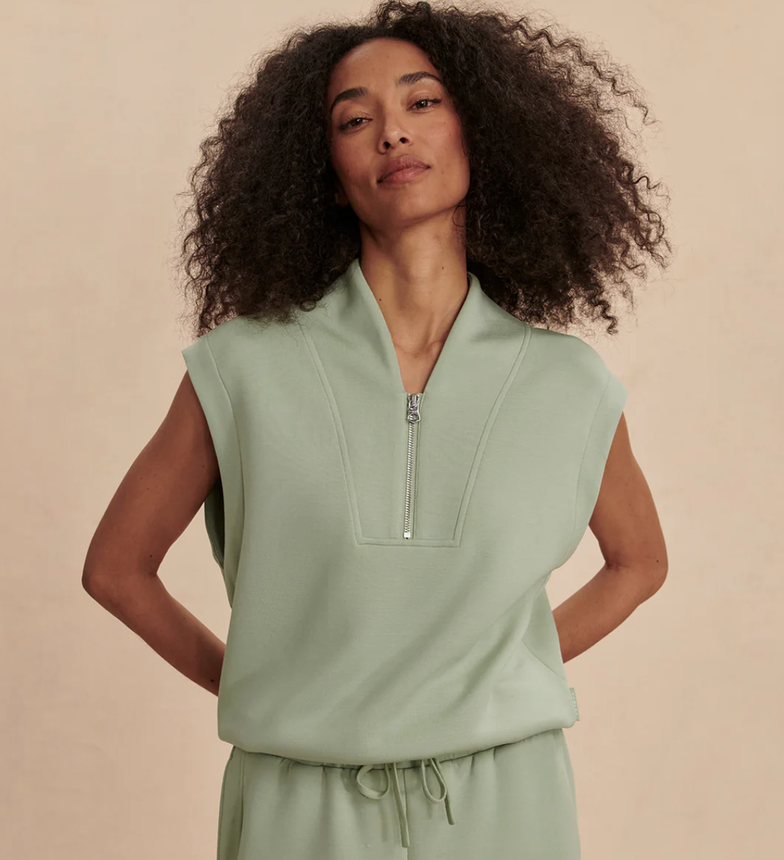 Loretta Half Zip - Snow Sage