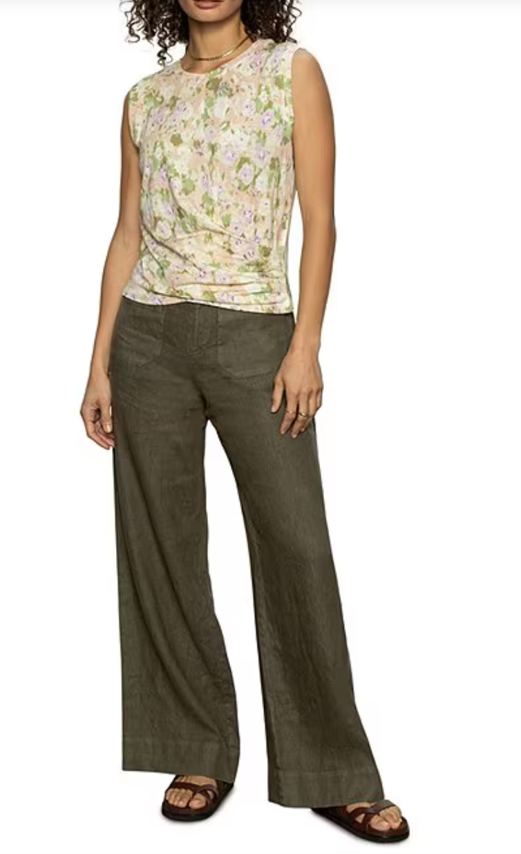The Linen Marine Wide Leg Pant-Kalamata