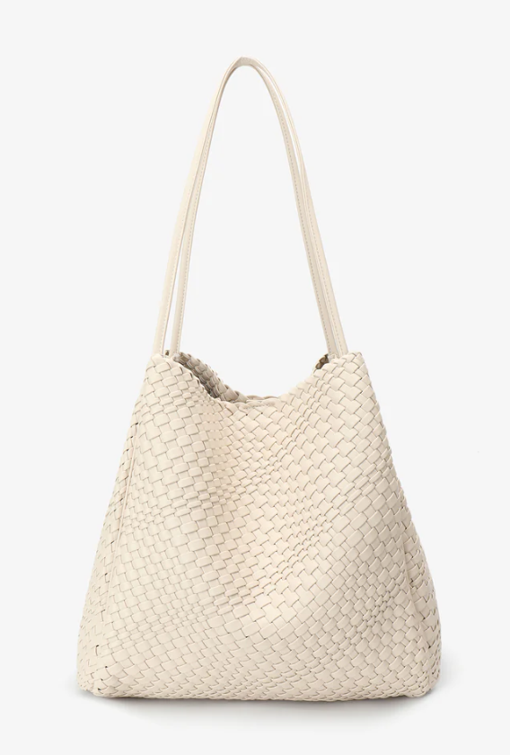 Hollace North South Tote Woven - Cream