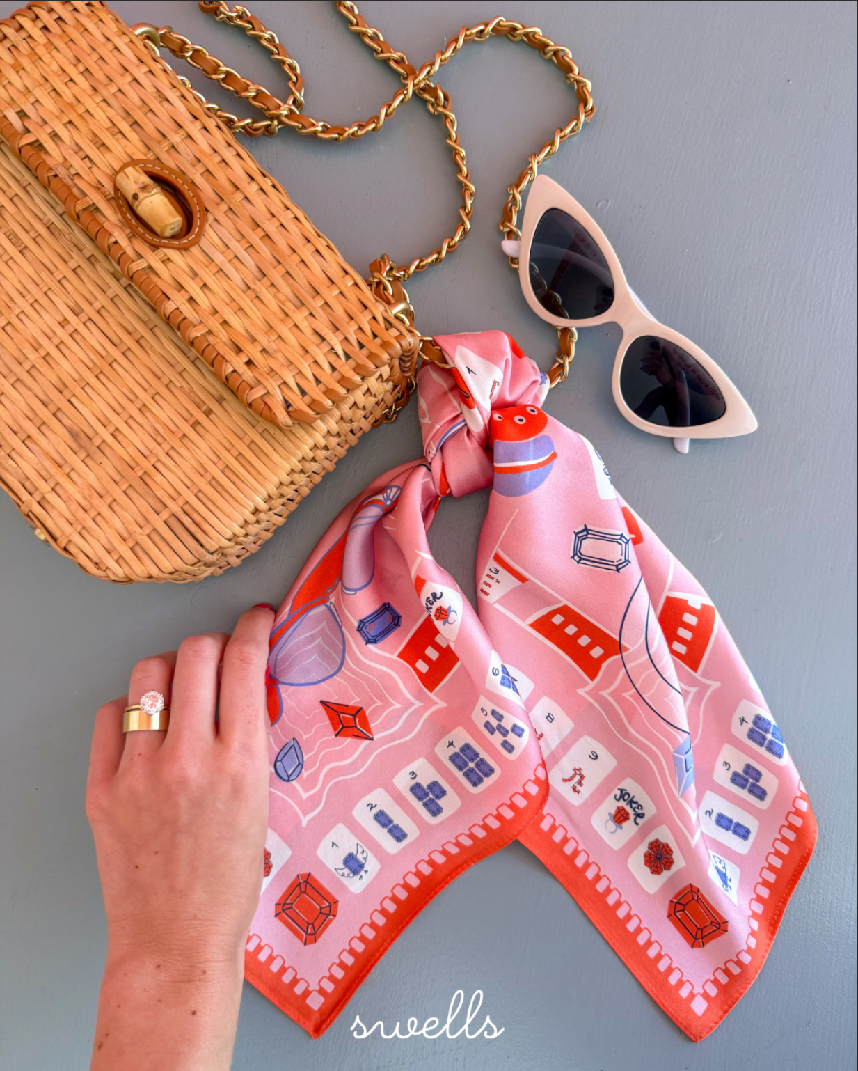 Mahjong Silk Scarf