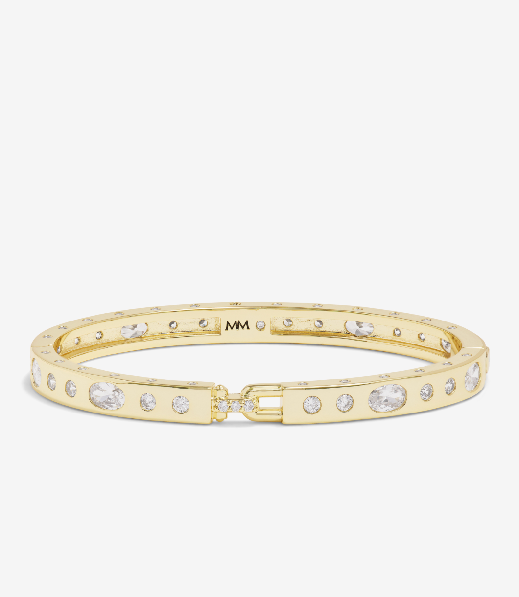 Ashley Sunset Lock Cuff 6mm-Gold/White