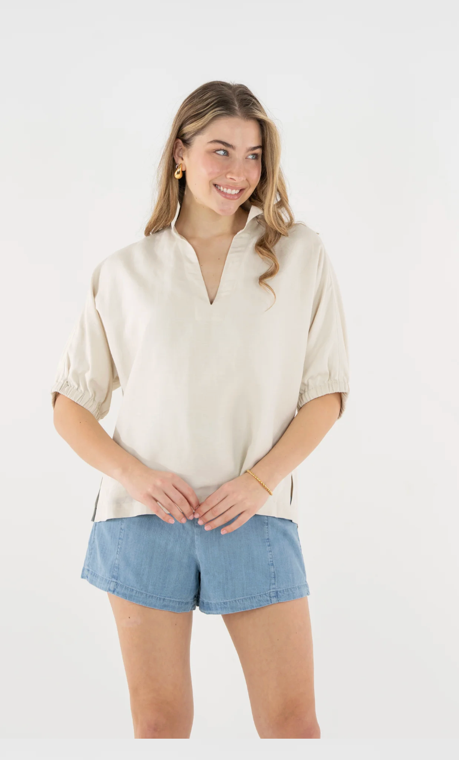 Poppy Top-Sandshell Linen