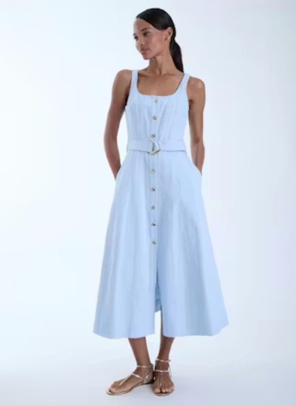 Zyra Denim Midi Dress-Sky